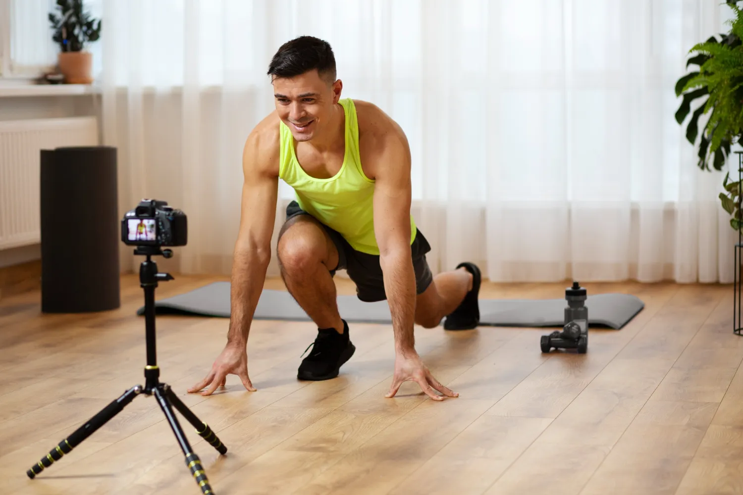 Man training indoors