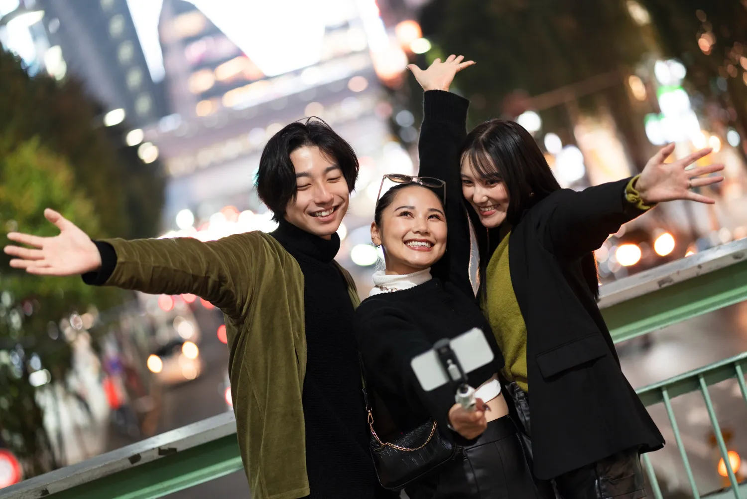 Young japanese influencer recording vlog