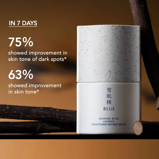 Sekkisei Blue static: 75% saw improvement in dark spots in 7 days