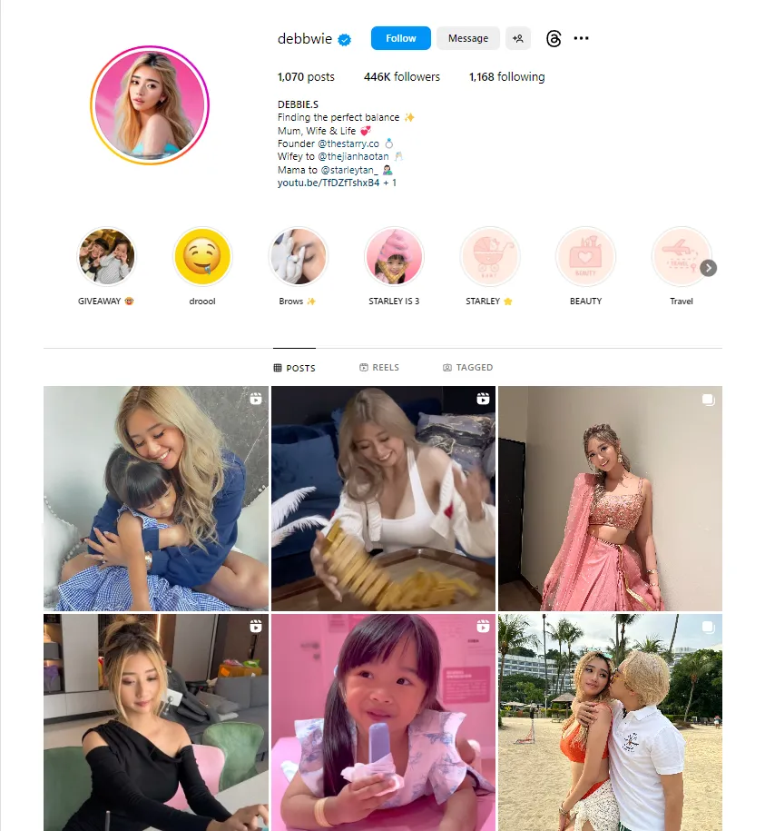 Screenshot: @debbwie | 446k followers