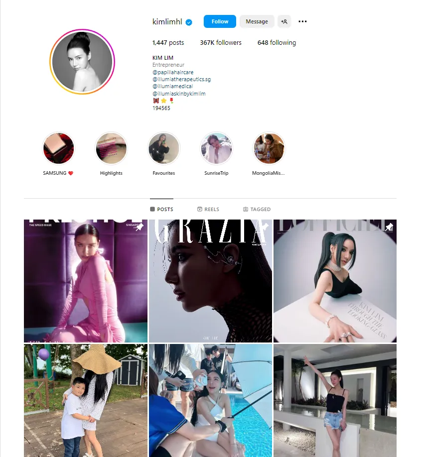 Screenshot: @kimlimhl | 367k followers