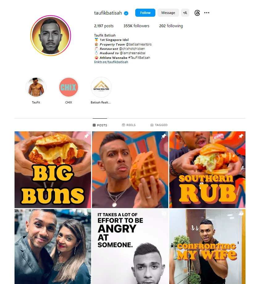Screenshot: @taufikbatisah | 355k followers